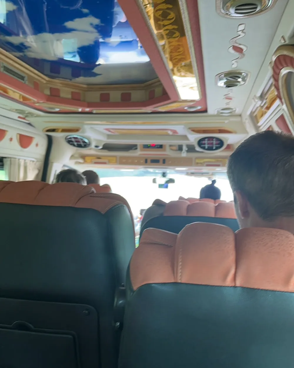Inside the bus on the land route out of Chiang Mai