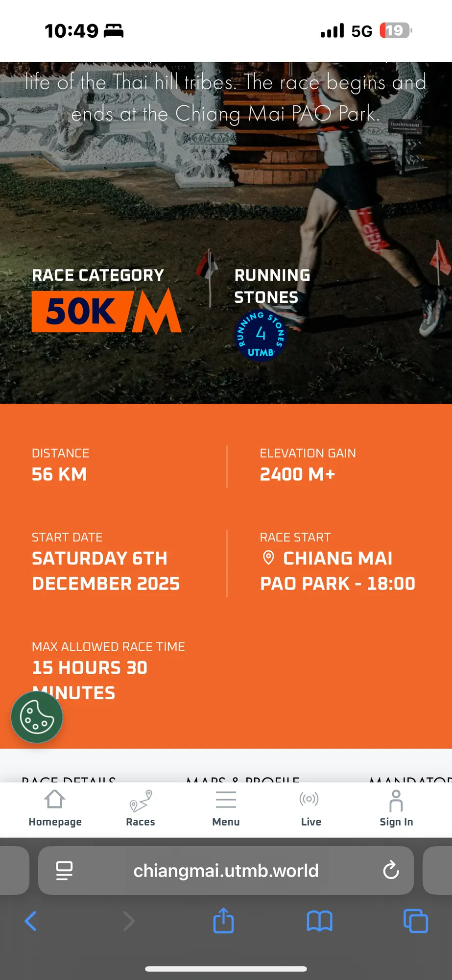 A 56km trail ultramarathon with 2400m of elevation gain