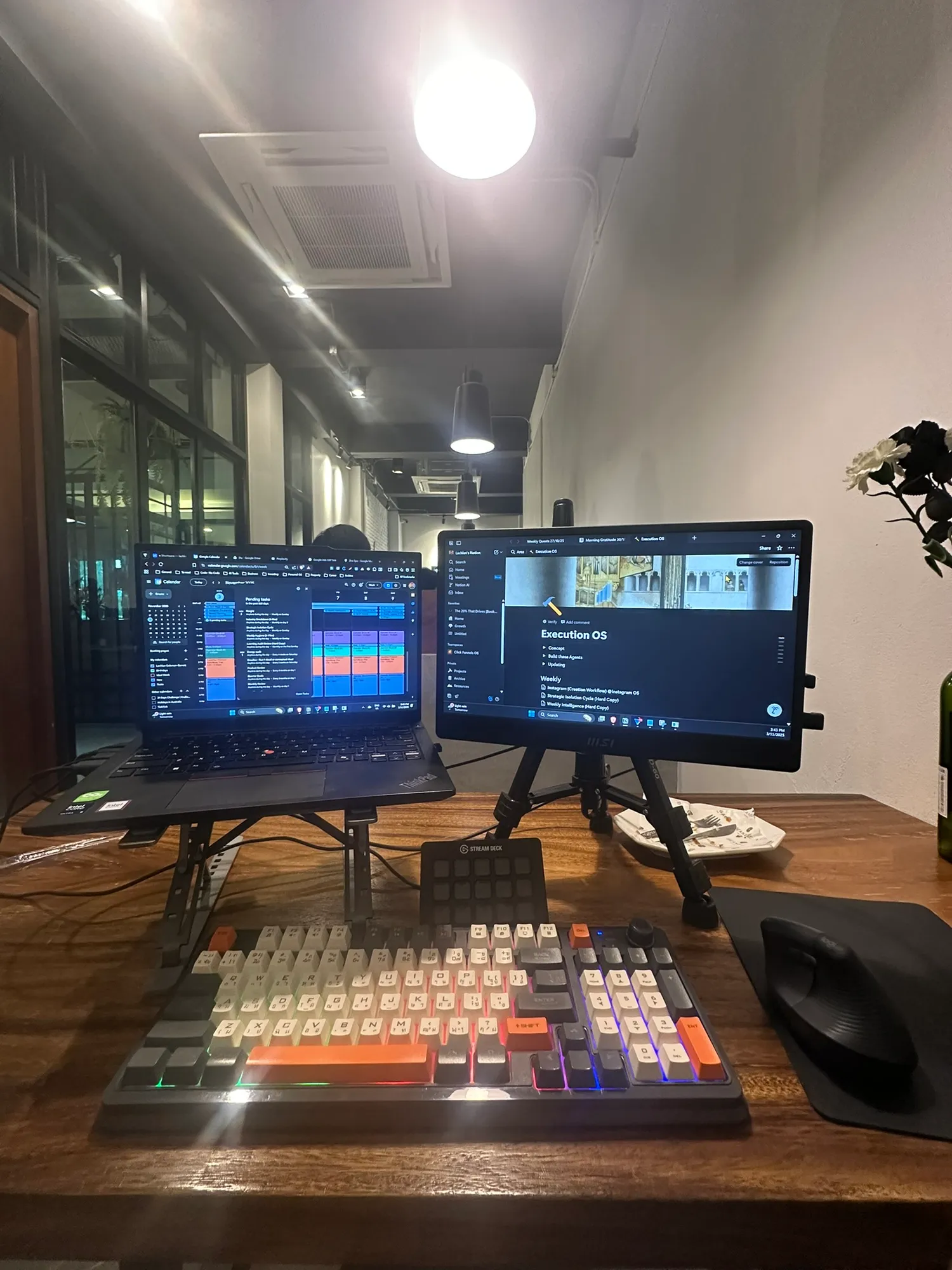 The desk setup everything runs through