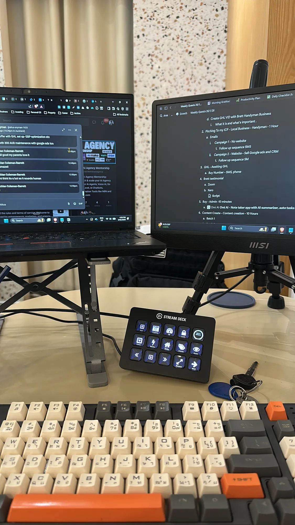 The portable setup, second monitor and macro pad